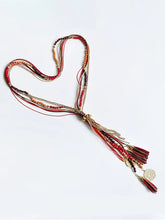 Load image into Gallery viewer, Metal Rice Pearl Necklace Sweater Chain Necklace with Tassels
