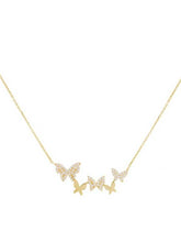 Load image into Gallery viewer, Collar Collar Clavícula Mariposa Apilada Circón Oro 18K
