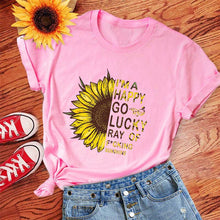 Load image into Gallery viewer, I AM HAPPY Sunflower Print T-Shirts
