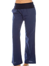 Load image into Gallery viewer, Pantalón holgado y cómodo en algodón y lino liso para mujer
