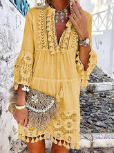 Load image into Gallery viewer, Vestidos boho de vacaciones con cuello en V y manga 3/4
