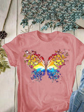 Load image into Gallery viewer, Camiseta feminina de manga curta com estampa borboleta
