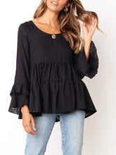 Load image into Gallery viewer, Plain Cotton Linen Long Sleeve Casual Top for Women
