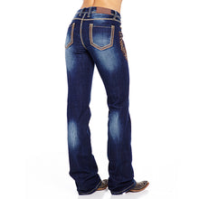 Load image into Gallery viewer, Washed Rhinestone Embroidered Stretch Bootcut Jeans
