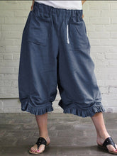 Load image into Gallery viewer, Calça feminina de algodão com atadura elástica de cintura alta
