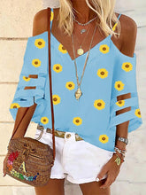 Load image into Gallery viewer, Women's Sunflower Print V-Neck Halter Top
