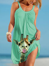 Load image into Gallery viewer, Vestido con tirantes elásticos y estampado de jirafa para mujer
