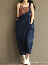 Load image into Gallery viewer, Oversized Retro Women's Jumpsuit with Cotton and Linen Pockets
