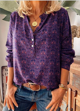 Load image into Gallery viewer, Casual Vintage Print High Neck T-Shirt for Women
