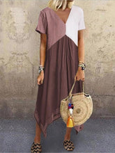 Load image into Gallery viewer, Vestido feminino com decote em V contrastante
