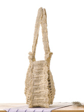 Load image into Gallery viewer, Bolso de playa de paja tejido a mano de crochet boho
