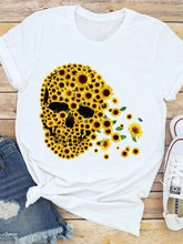 Load image into Gallery viewer, Sunflower Skull Print Women's T-shirt
