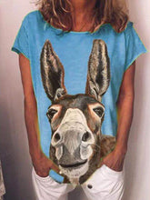 Load image into Gallery viewer, Camiseta feminina de manga curta estampa burro
