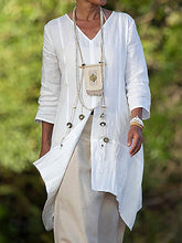 Load image into Gallery viewer, Camisa feminina de linho vintage de manga comprida casual
