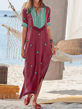 Load image into Gallery viewer, Vestido largo con paneles de borlas y estampado bohemio
