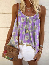 Load image into Gallery viewer, Colete feminino elegante com estampa margarida redonda decote sem mangas
