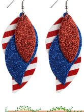 Load image into Gallery viewer, PU Leather Leaf Shaped Flag Earrings
