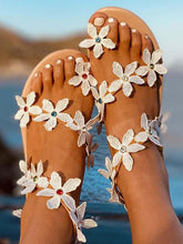 Load image into Gallery viewer, Sandálias rasteiras florais para mulheres
