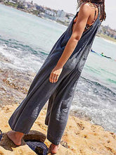 Load image into Gallery viewer, Women's wide cotton and linen jumpsuit with pockets
