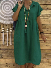 Load image into Gallery viewer, Vestido de renda de algodão cor sólida plus size
