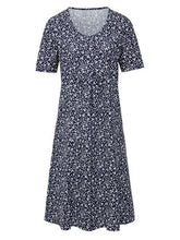 Load image into Gallery viewer, Vestido midi casual com estampa floral e bolsos duplos
