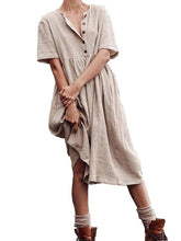Load image into Gallery viewer, Women's Buttoned Cotton Casual Dress
