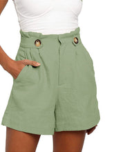 Load image into Gallery viewer, Shorts de mujer de algodón y lino con volantes
