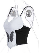 Load image into Gallery viewer, Butterfly print suspender tube top
