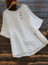 Load image into Gallery viewer, Cotton Linen Sweater Wide Round Neck Loose Blouse
