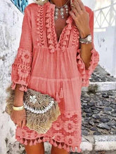 Load image into Gallery viewer, Vestidos boho de vacaciones con cuello en V y manga 3/4
