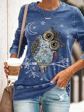 Load image into Gallery viewer, Moletom feminino Owl Star Moon Print
