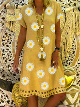 Load image into Gallery viewer, Vestido feminino casual de algodão e linho com decote em V
