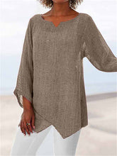 Load image into Gallery viewer, Col V Lin Plain Casual Asymmetrical Sleeve 3/4 Smooth Tops
