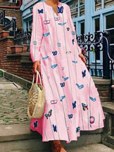 Load image into Gallery viewer, Women's Cozy Butterfly Print Dress
