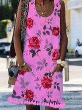 Load image into Gallery viewer, Vestido feminino com estampa de franjas e bolsos
