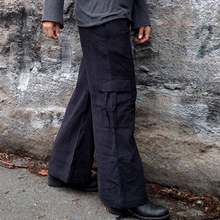 Load image into Gallery viewer, Solid color side pockets for women with wide legs and casual pants.
