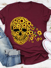 Load image into Gallery viewer, Sunflower Skull Print Women's T-shirt

