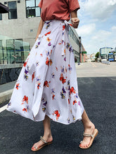 Load image into Gallery viewer, Falda de falda cruzada de una pieza Falda de playa estampada con cordones Falda dividida
