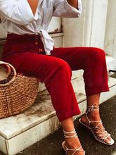 Load image into Gallery viewer, Women Vintage Solid Cotton High Waist Casual Pants
