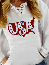 Load image into Gallery viewer, Women's USA Star Print Pocket Strip Hoodie
