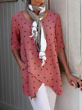 Load image into Gallery viewer, Camisa larga feminina de algodão e linho com mangas irregulares
