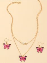 Load image into Gallery viewer, Women's Butterfly Necklace and Earrings Set
