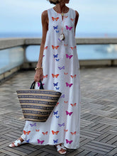 Load image into Gallery viewer, Long dress with colorful butterfly print
