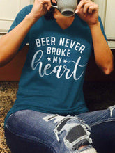 Load image into Gallery viewer, Beer Never Broke My Heart Printed V-Neck T-Shirt
