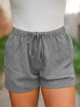 Load image into Gallery viewer, High-waisted lace-up cotton and linen shorts for women
