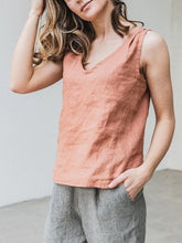 Load image into Gallery viewer, Colete feminino de algodão com decote em V casual de linho
