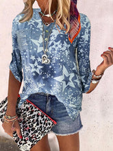 Load image into Gallery viewer, V-neck blouses with star print
