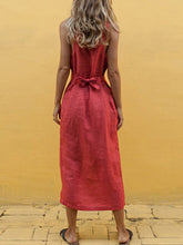 Load image into Gallery viewer, Women's cotton and linen sleeveless V-neck dress
