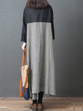 Load image into Gallery viewer, Women's Color Block Plaid Linen Dress
