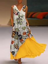 Load image into Gallery viewer, Vintage Print Patch Pocket Double Layer Women Dress
